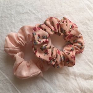 baby pink scrunchies